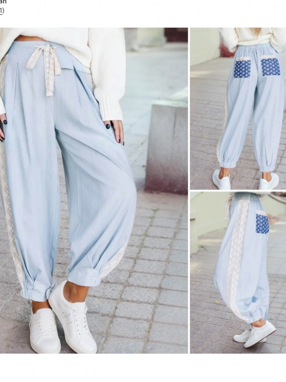 ❤️ GIAJEAN “PEGGY” GIAJEAN EMBROIDERED JOGGERS WITH LACE DETAIL 63